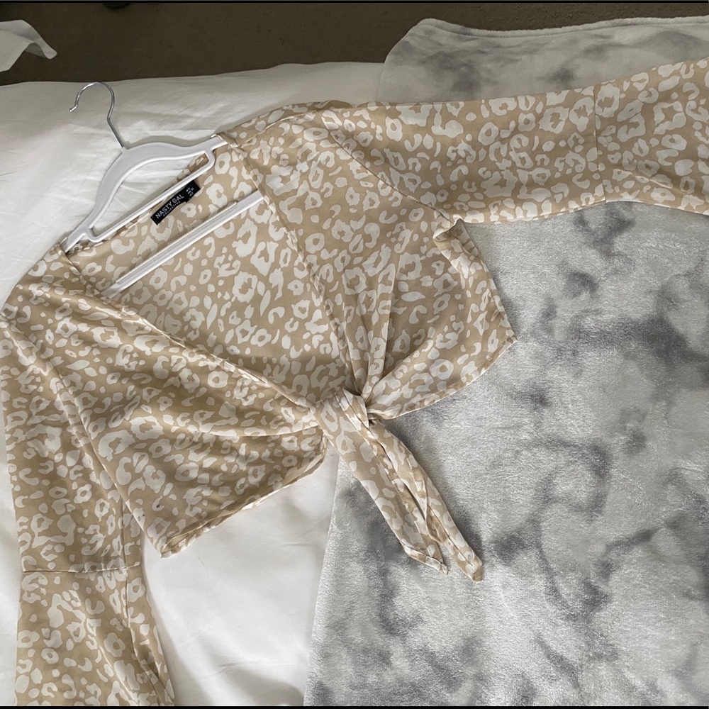 NastyGal Cheetah tie shirt